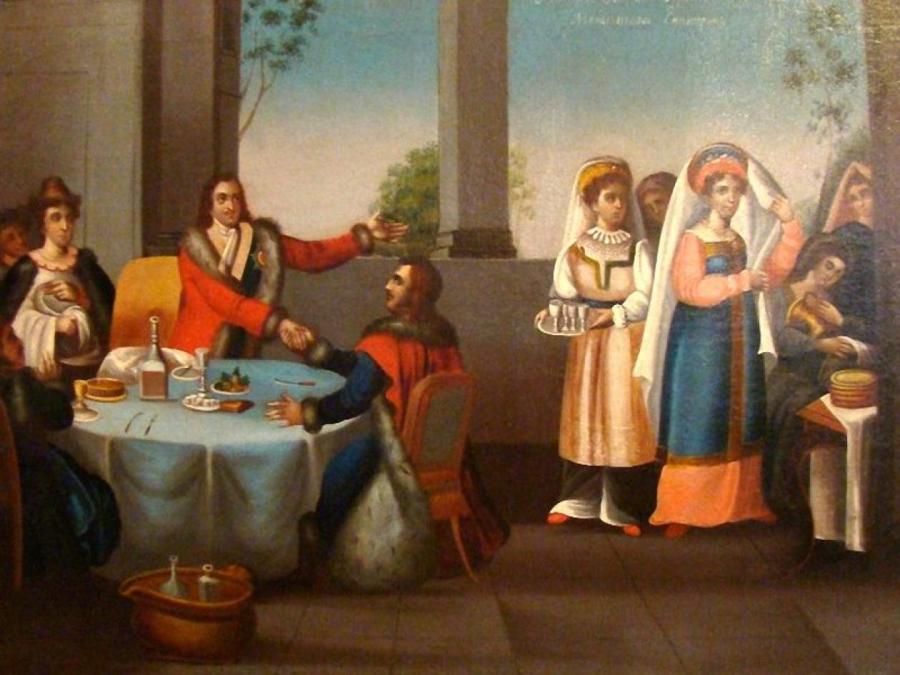 Пётр I берёт у Меншикова Екатерину, неизвестный художник. Пётр I берёт у Меншикова Екатерину, неизвестный художник.